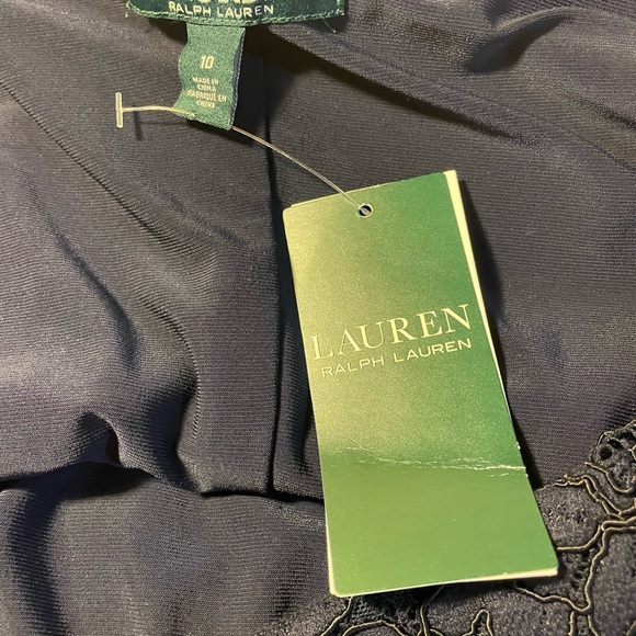 Ralph Lauren 10 Claudinah Navy Blue Lace Off Shoulder Mermaid Evening Dress Gown - Picture 9 of 11